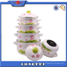 Yiwu Großhandel Full Flower Decal Emaille Gusseisen Topf